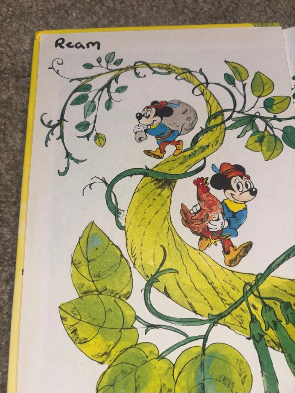 Vintage 1973- Disney Mickey and the Beanstalk Storybooks - Yellow & Blue Covers